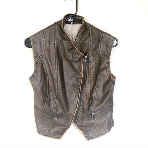Free People Distressed Vegan Leather Vest